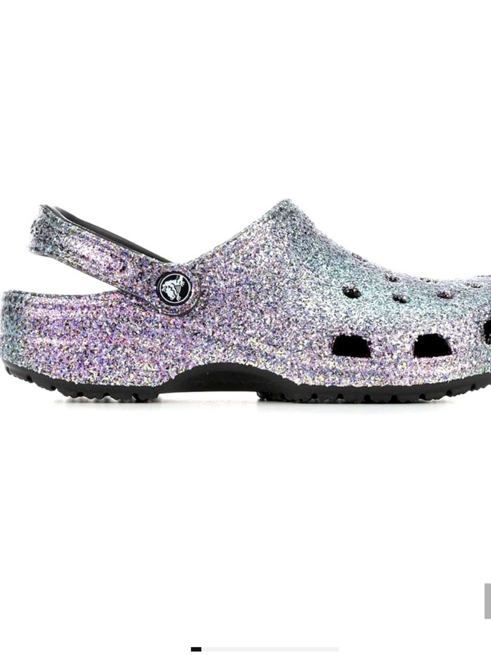 Silver glittery crocs